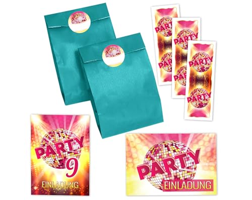 JuNa-Experten 12 Einladungskarten zum 9. Kindergeburtstag Mädchen Disco VIP Einladung neunte Geburtstag incl. 12 Umschläge, 12 Partytüten/petrol, 12 Aufkleber, 12 Lesezeichen JuNa-Experten 12 Einladungskarten zum 9. Kindergeburtstag Mädchen Disco VIP Einladung neunte Geburtstag incl. 12 Umschläge, 12 Partytüten/petrol, 12 Aufkleber, 12 Lesezeichen von JuNa-Experten