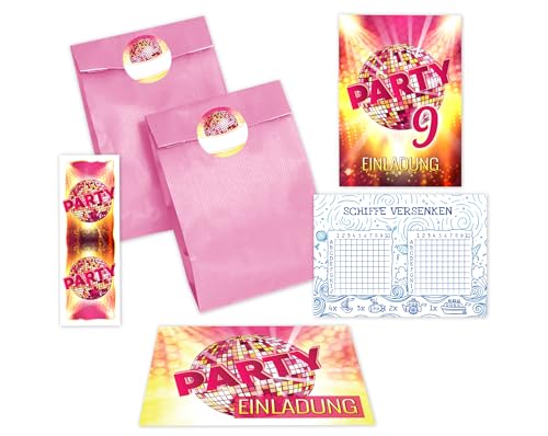 JuNa-Experten 12 Einladungskarten zum 9. Kindergeburtstag Mädchen Disco VIP Einladung neunte Geburtstag incl. 12 Umschläge, 12 Tüten/rosa, 12 Aufkleber, 12 Lesezeichen, 12 Schiffe versenken JuNa-Experten 12 Einladungskarten zum 9. Kindergeburtstag Mädchen Disco VIP Einladung neunte Geburtstag incl. 12 Umschläge, 12 Tüten/rosa, 12 Aufkleber, 12 Lesezeichen, 12 Schiffe versenken von JuNa-Experten