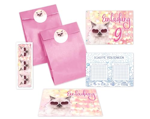 JuNa-Experten 12 Einladungskarten zum 9. Kindergeburtstag Mädchen Katze Tiere Einladung neunte Geburtstag incl. 12 Umschläge, 12 Tüten/rosa, 12 Aufkleber, 12 Lesezeichen, 12 Schiffe versenken JuNa-Experten 12 Einladungskarten zum 9. Kindergeburtstag Mädchen Katze Tiere Einladung neunte Geburtstag incl. 12 Umschläge, 12 Tüten/rosa, 12 Aufkleber, 12 Lesezeichen, 12 Schiffe versenken von JuNa-Experten