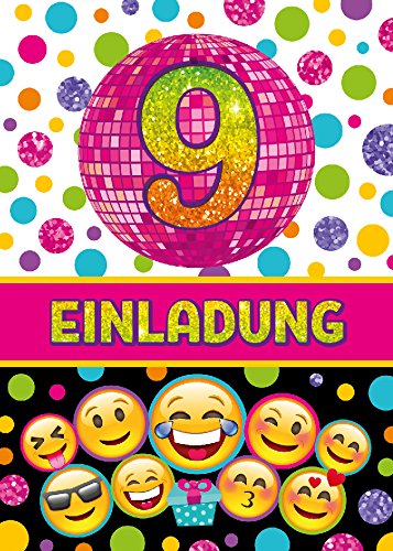 JuNa-Experten 12 Einladungskarten zum 9. Kindergeburtstag für Mädchen – Kartenset für Kindergeburtstag – Einladungen zum neunten Geburtstag von JuNa-Experten