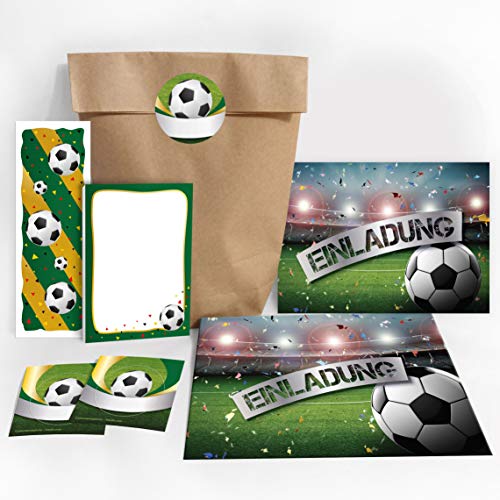 JuNa-Experten 12 Einladungskarten zum Kindergeburtstag Fußball Fussball Party/Einladungen zum Geburtstag incl. 12 Umschläge, 12 Tüten/natur, 12 Aufkleber, 12 Lesezeichen, 12 Mini-Notizblöcke JuNa-Experten 12 Einladungskarten zum Kindergeburtstag Fußball Fussball Party/Einladungen zum Geburtstag incl. 12 Umschläge, 12 Tüten/natur, 12 Aufkleber, 12 Lesezeichen, 12 Mini-Notizblöcke von JuNa-Experten