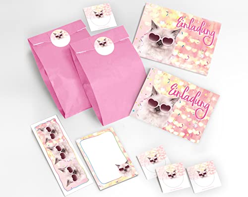 JuNa-Experten 12-er Set Einladungskarten zum Kindergeburtstag – Katze Design für Mädchen & Jungen inkl. Umschläge, Partytüten, Aufkleber, Lesezeichen, Notizblöcke JuNa-Experten 12-er Set Einladungskarten zum Kindergeburtstag – Katze Design für Mädchen & Jungen inkl. Umschläge, Partytüten, Aufkleber, Lesezeichen, Notizblöcke von JuNa-Experten