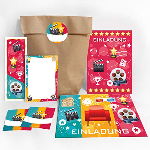 JuNa-Experten 12 Einladungskarten zum Kindergeburtstag für Mädchen und Jungen Kino Party Cinema incl. 12 Umschläge, 12 Tüten/natur, 12 Aufkleber, 12 Lesezeichen, 12 Blöcke JuNa-Experten 12 Einladungskarten zum Kindergeburtstag für Mädchen und Jungen Kino Party Cinema incl. 12 Umschläge, 12 Tüten/natur, 12 Aufkleber, 12 Lesezeichen, 12 Blöcke von JuNa-Experten