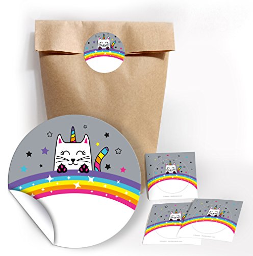 JuNa-Experten 12 Geschenktüten/Natur + 12 Aufkleber Katze-Einhorn für Geschenke Mitgebseln beim Kindergeburtstag/Papierbeutel für Gastgeschenk mit Sticker JuNa-Experten 12 Geschenktüten/Natur + 12 Aufkleber Katze-Einhorn für Geschenke Mitgebseln beim Kindergeburtstag/Papierbeutel für Gastgeschenk mit Sticker von JuNa-Experten