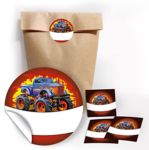 JuNa-Experten 12 Geschenktüten/Natur + 12 Aufkleber Monster-Truck/braun für Geschenke Mitgebseln beim Kindergeburtstag/Papierbeutel für Gastgeschenk mit Sticker JuNa-Experten 12 Geschenktüten/Natur + 12 Aufkleber Monster-Truck/braun für Geschenke Mitgebseln beim Kindergeburtstag/Papierbeutel für Gastgeschenk mit Sticker von JuNa-Experten