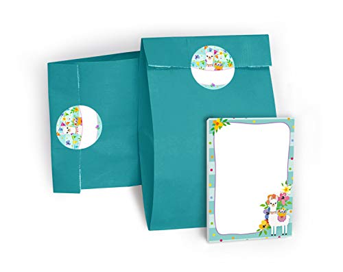 JuNa-Experten 12 Mini-Notizblöcke + 12 Geschenktüten/blau + 12 Aufkleber Lama Mitgebsel Gastgeschenk beim Kindergeburtstag Mädchen JuNa-Experten 12 Mini-Notizblöcke + 12 Geschenktüten/blau + 12 Aufkleber Lama Mitgebsel Gastgeschenk beim Kindergeburtstag Mädchen von JuNa-Experten