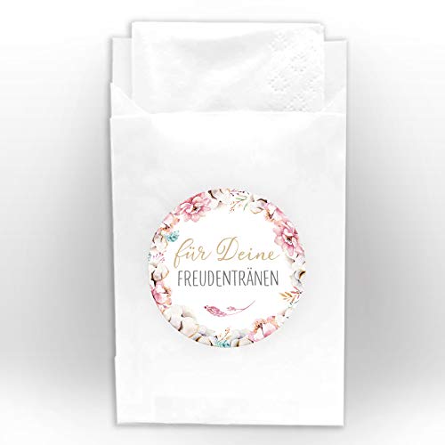 JuNa-Experten 25 Aufkleber für Deine Freudentränen + 25 Tüten/weiß für Hochzeit, Taufe/Aufkleber für Taschentuchtüten/romantische Sticker für Geschenkverpüackung Taschentuchverpackung Blumen JuNa-Experten 25 Aufkleber für Deine Freudentränen + 25 Tüten/weiß für Hochzeit, Taufe/Aufkleber für Taschentuchtüten/romantische Sticker für Geschenkverpüackung Taschentuchverpackung Blumen von JuNa-Experten