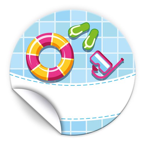 JuNa-Experten 48 Aufkleber Schwimmbad für Geschenkverpackung/Sticker für Verpackung von Gastgeschenk Mitgebsel/Kindergeburtstag/Party-Deko von JuNa-Experten