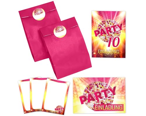 JuNa-Experten 8 Einladungskarten zum 10. Kindergeburtstag Mädchen Disco VIP Einladung zehnte Geburtstag incl. 8 Umschläge, 8 Partytüten/pink, 8 Aufkleber, 8 Mini-Notizblöcke JuNa-Experten 8 Einladungskarten zum 10. Kindergeburtstag Mädchen Disco VIP Einladung zehnte Geburtstag incl. 8 Umschläge, 8 Partytüten/pink, 8 Aufkleber, 8 Mini-Notizblöcke von JuNa-Experten
