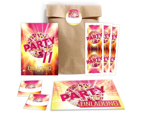 JuNa-Experten 8 Einladungskarten zum 11. Kindergeburtstag Mädchen Disco VIP Einladung elfte Geburtstag incl. 8 Umschläge, 8 Partytüten/natur, 8 Aufkleber, 8 Lesezeichen JuNa-Experten 8 Einladungskarten zum 11. Kindergeburtstag Mädchen Disco VIP Einladung elfte Geburtstag incl. 8 Umschläge, 8 Partytüten/natur, 8 Aufkleber, 8 Lesezeichen von JuNa-Experten