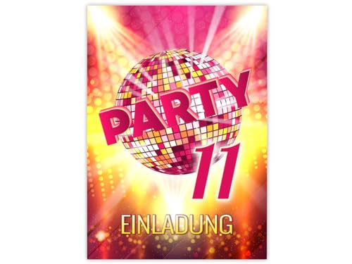 JuNa-Experten 8 Einladungskarten zum 11. Kindergeburtstag Mädchen Disco VIP coole Einladungen elfte Geburtstag Mädchengeburtstag von JuNa-Experten