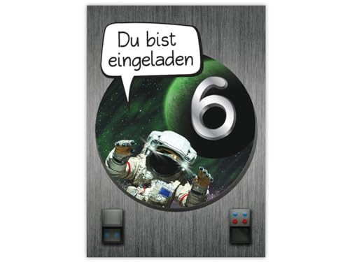 JuNa-Experten 8 Einladungskarten zum 6. Kindergeburtstag Jungen Astronaut Space Rakete Einladungen sechste Geburtstag JuNa-Experten 8 Einladungskarten zum 6. Kindergeburtstag Jungen Astronaut Space Rakete Einladungen sechste Geburtstag von JuNa-Experten