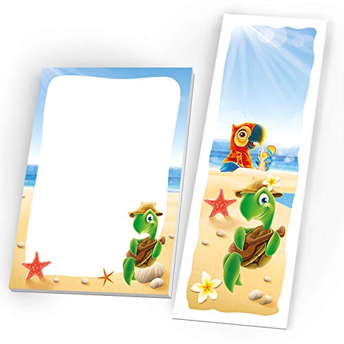 JuNa-Experten Mitgebsel Kindergeburtstag 12 Lesezeichen + 12 Mini-Notizblöcke Papagei/Gastgeschenk für Geburtstag Kinder Mädchen Jungen Jungs Giveaways Tiere von JuNa-Experten
