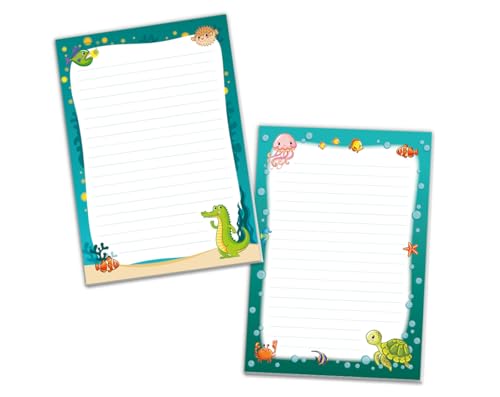 Schreibblock Blöcke Kindermotiv Tiere Notizblöcke mit Linien für Mädchen Jungen Briefblock Notizblock liniert 2er Set (2 Blöcke: Krokodil, Schildkröte mit je 25 Blätter in A5-Format) Schreibblock Blöcke Kindermotiv Tiere Notizblöcke mit Linien für Mädchen Jungen Briefblock Notizblock liniert 2er Set (2 Blöcke: Krokodil, Schildkröte mit je 25 Blätter in A5-Format) von JuNa-Experten
