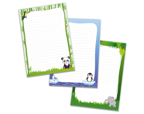 JuNa-Experten Schreibblock Blöcke Kindermotiv Tiere Notizblöcke mit Linien für Mädchen Jungen Briefblock Notizblock liniert 3er Set (3 Blöcke: Panda, Pinguin, Elefant mit je 25 Blätter in A5-Format) JuNa-Experten Schreibblock Blöcke Kindermotiv Tiere Notizblöcke mit Linien für Mädchen Jungen Briefblock Notizblock liniert 3er Set (3 Blöcke: Panda, Pinguin, Elefant mit je 25 Blätter in A5-Format) von JuNa-Experten