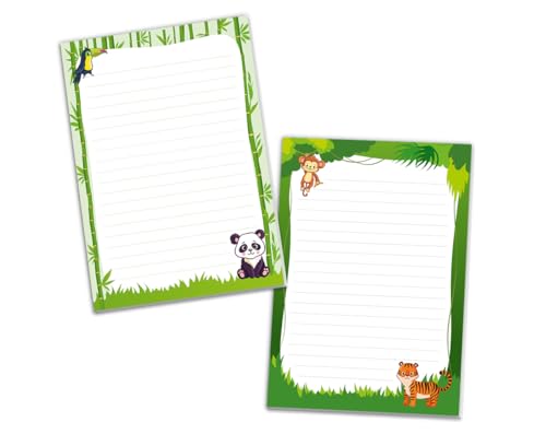 Schreibblock Blöcke Kindermotiv Tiere Notizblöcke mit Linien für Mädchen Jungen Briefblock Notizblock liniert 2er Set (2 Blöcke: Panda, Tiger mit je 25 Blätter in A5-Format) von JuNa-Experten