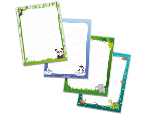 Schreibblock Blöcke Kindermotiv Tiere Notizblöcke mit Linien für Mädchen Jungen Briefblock Notizblock liniert 4er Set (4 Blöcke: Panda, Pinguin, Elefant, Schildkröte mit je 25 Blätter in A5-Format) Schreibblock Blöcke Kindermotiv Tiere Notizblöcke mit Linien für Mädchen Jungen Briefblock Notizblock liniert 4er Set (4 Blöcke: Panda, Pinguin, Elefant, Schildkröte mit je 25 Blätter in A5-Format) von JuNa-Experten