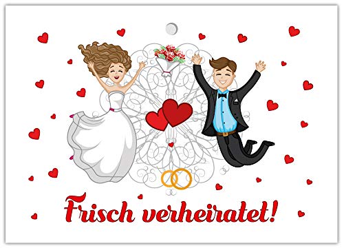 25 gelochte Ballonflugkarten Hochzeit für Wünsche an Brautpaar liebevolle extra leichte Ballonkarten für weiten Flug Brautpaar Herzen (25 Karten) von JuNa Party-Experten