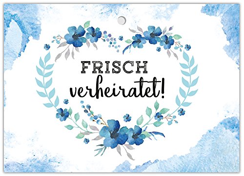 JuNa Party-Experten 125 gelochte Ballonflugkarten Hochzeit für Wünsche an Brautpaar liebevolle extra leichte Ballonkarten für weiten Flug Herz mit Blume (125 Karten) von JuNa Party-Experten