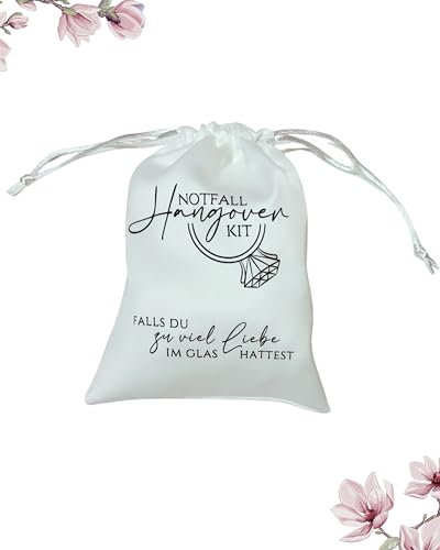 JuPaRo - Hangover Beutel, Notfall Kit, Satin Beutel, Jutesäckchen, Hochzeit Party Gastgeschenk (Weiß) von JuPaRo