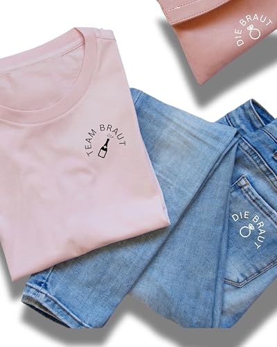 JuPaRo JGA Bügelbild – DIE BRAUT & TEAM BRAUT – Aufbügelmotiv Modern – DIY für T-Shirts, Ärmel, Caps & Taschen – Aufbügler Hochzeit & Junggesellinnenabschied (Team Braut Schwarz) von JuPaRo