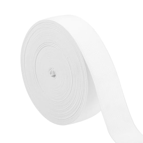 3,8 cm elastisches Band zum Nähen, 16 m, 3,8 cm, weiß, doppelseitig, elastischer Bund für Röcke, Stoff von Juasky