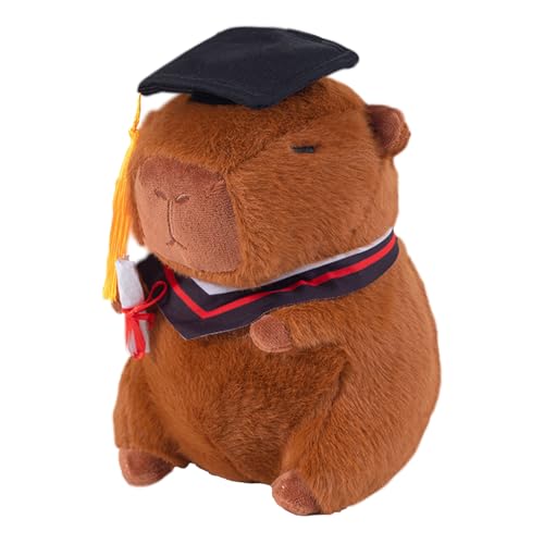 Ausgestopfte Capybara - 9 -Zoll Entzückender Absolventen Capybara - Plüsch Niedlich Atmungsaktives Material: Mit Seinem Widerstandsfähigen Kurzen Plüschstoff Bleibt Dieser Capybara -Plüsch Weich Und G von Jubilofex