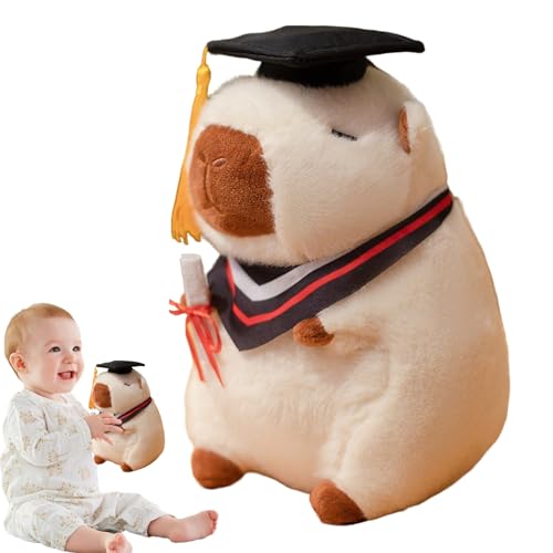 Capybara Toy Plüsch | 9-Zoll-Absolventen Capybara, Plüschkissen Mit Abschlusshut, Grad Uniform Wohnkultur Für Den Abschluss Atmungsaktives Material: Mit Seinem Widerstandsfähigen Kurzen Plüschstoff Bl von Jubilofex