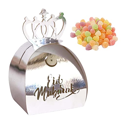 Jubilofex 10 Stück Eid Candy Box Set | Gold Silber BOORK- und Geschenkboxen für Eid Party | Muslimische islamische Party Geschenkbox Hochzeitsbevorzugungen für Gäste von Jubilofex