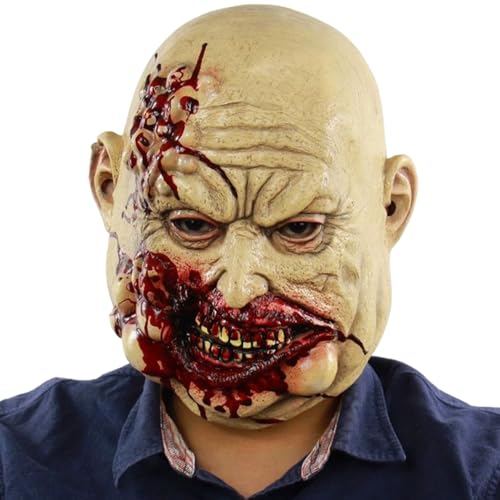 Jubilofex Cosplay Face Masque, Horror Latex Butcher Face Masque für Escape Room, Leichte Cosplay-Kopfbedeckung, Halloween-Party-Kostümzubehör für Haunted House Dress-up Photography Escape Room von Jubilofex