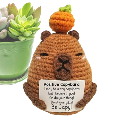 Jubilofex Häkelpuppe - Motivational Capibara Plüsch - Schreibtischdekoration, dekorative Plüschtiere mit inspirierender Postkarte für Abschlussfeier, Weihnachten, Geburtstag von Jubilofex