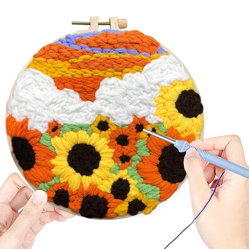Jubilofex Stickset für Sonnenblumenpflanzen – Stick-Starter-Set für Handbelastung mit Garnen und Anleitung für Anfänger von Jubilofex