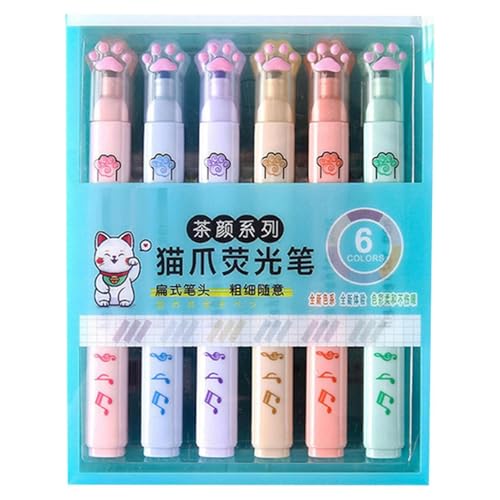 Textmarker, weiche Spitze, leuchtend fluoreszierender Stift, ästhetischer Katzenpfoten-Marker für Studium, Skizzenbücher, Kalender, Scrapbook, Schreiben, Handwerk, Arbeit, Notizen, Tagebücher, Zubehör Textmarker, weiche Spitze, leuchtend fluoreszierender Stift, ästhetischer Katzenpfoten-Marker für Studium, Skizzenbücher, Kalender, Scrapbook, Schreiben, Handwerk, Arbeit, Notizen, Tagebücher, Zubehör von Jubilofex
