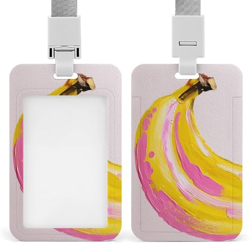 Ausweishalter, Bananenfrucht, Gouache, einziehbarer Clip, Kartenschutz, Namensschild, Namensschild für Arbeit, Büro, Arzt, Krankenschwester, Rosa / Gelb Ausweishalter, Bananenfrucht, Gouache, einziehbarer Clip, Kartenschutz, Namensschild, Namensschild für Arbeit, Büro, Arzt, Krankenschwester, Rosa / Gelb von Jubonexis