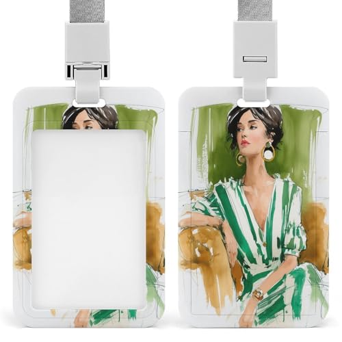 Ausweishalter, Gouache-Frau, einziehbarer Clip, Kartenschutz, Namensschild, Namensschild für Arbeit, Büro, Arzt, Krankenschwester Ausweishalter, Gouache-Frau, einziehbarer Clip, Kartenschutz, Namensschild, Namensschild für Arbeit, Büro, Arzt, Krankenschwester von Jubonexis