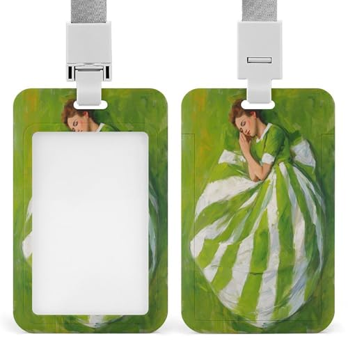 Ausweishalter, Gouache-Motiv, Motiv: schlafende Frau, einziehbarer Clip, Kartenschutz, Namensschild, Namensschild für Arbeit, Büro, Arzt, Krankenschwester, Grün Ausweishalter, Gouache-Motiv, Motiv: schlafende Frau, einziehbarer Clip, Kartenschutz, Namensschild, Namensschild für Arbeit, Büro, Arzt, Krankenschwester, Grün von Jubonexis