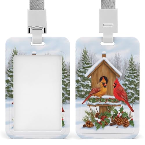 Ausweishalter aus Holz, Vogelhaus, Winterwald, einziehbarer Clip, Kartenschutz, Namensschild, Namensschild, für Arbeit, Büro, Arzt, Krankenschwester Ausweishalter aus Holz, Vogelhaus, Winterwald, einziehbarer Clip, Kartenschutz, Namensschild, Namensschild, für Arbeit, Büro, Arzt, Krankenschwester von Jubonexis