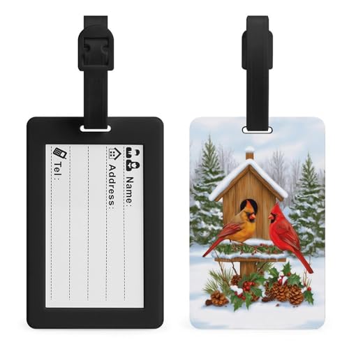 Gepäckanhänger aus Holz mit zwei Vögeln, Vogelhaus, Winter, Wald, Gepäckanhänger für Taschen und Reisen Gepäckanhänger aus Holz mit zwei Vögeln, Vogelhaus, Winter, Wald, Gepäckanhänger für Taschen und Reisen von Jubonexis