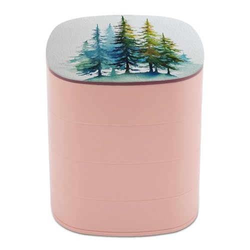 Jubonexis Aquarell-Kieferbäume, abstrakte Schmuckschatullen für Frauen, Ohrringhalter, Organizer, drehbarer Schmuck-Organizer für Halsketten, Armbänder, Ringe von Jubonexis