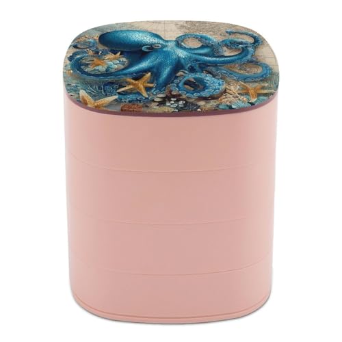 Jubonexis Blaue Oktopus-Karten-Schmuckschatullen für Frauen, Ohrringhalter, Organizer, drehbarer Schmuck-Organizer für Halsketten, Armbänder, Ringe Jubonexis Blaue Oktopus-Karten-Schmuckschatullen für Frauen, Ohrringhalter, Organizer, drehbarer Schmuck-Organizer für Halsketten, Armbänder, Ringe von Jubonexis