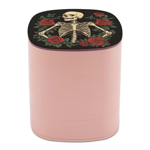 Jubonexis Gothic-Skelett in Rosen, Vintage-Schmuckschatullen für Frauen, Ohrringhalter, Organizer, drehbarer Schmuck-Organizer für Halsketten, Armbänder, Ringe Jubonexis Gothic-Skelett in Rosen, Vintage-Schmuckschatullen für Frauen, Ohrringhalter, Organizer, drehbarer Schmuck-Organizer für Halsketten, Armbänder, Ringe von Jubonexis