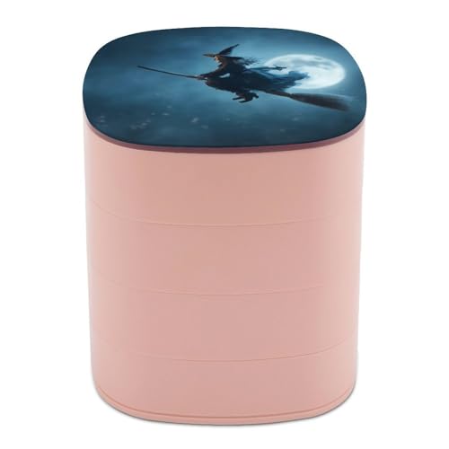 Jubonexis Hexe fliegt in der Luft Schmuckschatullen für Frauen, Ohrringhalter, Organizer, drehbarer Schmuck-Organizer für Halsketten, Armbänder, Ringe von Jubonexis