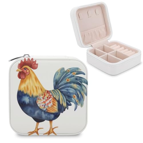 Jubonexis Kleine Schmuckschatulle mit Aquarell-Huhn, Schmuck-Organizer, tragbar, PU-Leder, Mini-Reise-Schmuckkästchen Jubonexis Kleine Schmuckschatulle mit Aquarell-Huhn, Schmuck-Organizer, tragbar, PU-Leder, Mini-Reise-Schmuckkästchen von Jubonexis