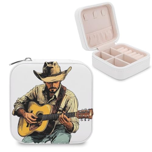 Jubonexis Kleine Schmuckschatulle mit Cowboy-Motiv, tragbar, PU-Leder, Reise-Schmuckkästchen Jubonexis Kleine Schmuckschatulle mit Cowboy-Motiv, tragbar, PU-Leder, Reise-Schmuckkästchen von Jubonexis