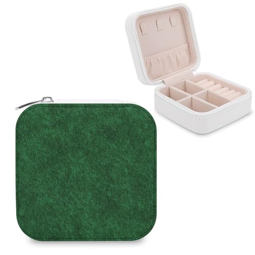Jubonexis Kleine Schmuckschatulle mit Filzstruktur, Smaragdgrün, Schmuck-Organizer, tragbar, PU-Leder, Mini-Reise-Schmuckschatulle von Jubonexis