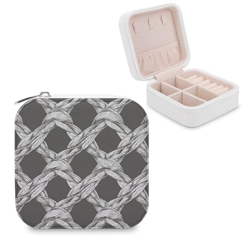 Jubonexis Kleine Schmuckschatulle mit Knotenschnur, Schmuck-Organizer, tragbar, PU-Leder, Mini-Reise-Schmuckkästchen, Grau Jubonexis Kleine Schmuckschatulle mit Knotenschnur, Schmuck-Organizer, tragbar, PU-Leder, Mini-Reise-Schmuckkästchen, Grau von Jubonexis