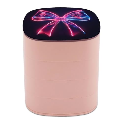 Jubonexis Minimalistische Schmuckschatullen mit Neonschleife für Frauen, Ohrringhalter, Organizer, drehbarer Schmuck-Organizer für Halsketten, Armbänder, Ringe von Jubonexis