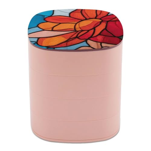 Jubonexis Orange-rote Blume, abstrakte Buntglas-Schmuckschatullen für Frauen, Ohrringhalter, Organizer, drehbarer Schmuck-Organizer für Halsketten, Armbänder, Ringe Jubonexis Orange-rote Blume, abstrakte Buntglas-Schmuckschatullen für Frauen, Ohrringhalter, Organizer, drehbarer Schmuck-Organizer für Halsketten, Armbänder, Ringe von Jubonexis