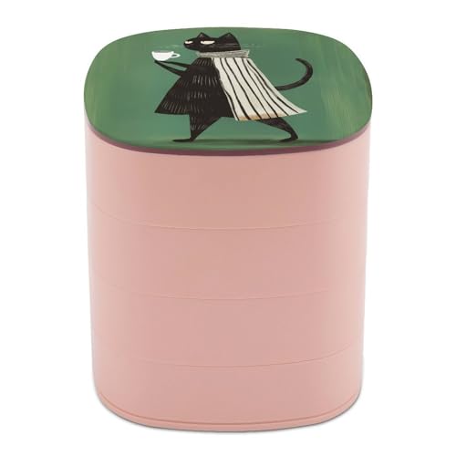 Jubonexis Schwarze Katze hält die Kaffeetassen-Schmuckschatullen für Frauen, Ohrringhalter, Organizer, drehbarer Schmuck-Organizer für Halsketten, Armbänder, Ringe Jubonexis Schwarze Katze hält die Kaffeetassen-Schmuckschatullen für Frauen, Ohrringhalter, Organizer, drehbarer Schmuck-Organizer für Halsketten, Armbänder, Ringe von Jubonexis