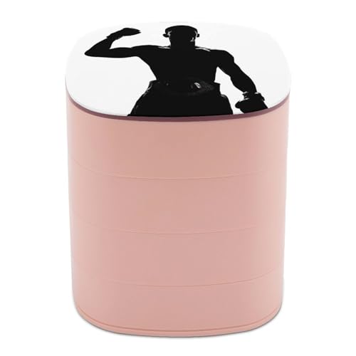 Jubonexis Silhouette eines Gewinners Boxer Schmuckschatullen für Frauen, Ohrringhalter, Organizer, drehbarer Schmuck-Organizer für Halsketten, Armbänder, Ringe von Jubonexis